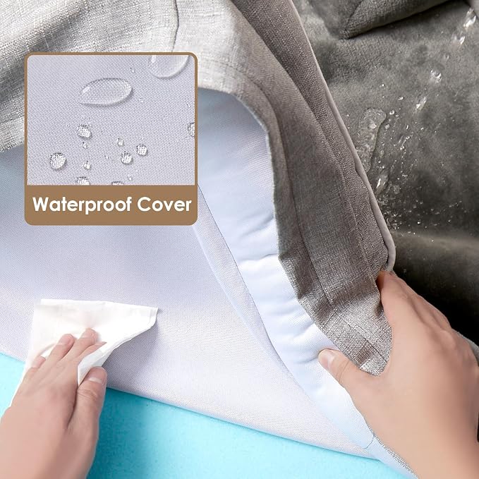 EHEYCIGA Orthopedic Extra Large Dog Bed, Waterproof Washable XL Pet Bed 44" | Non-Slip Bottom and Egg-Crate Polyurethane Foam Big Dog Couch Bed with Washable Removable Cover, Grey