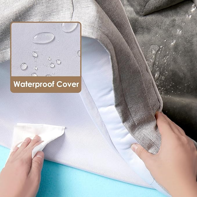 EHEYCIGA Orthopedic Dog Beds Large Sized Dog, Waterproof Washable Pet Bed | Non-Slip Bottom and Egg-Crate Memory Foam Dog Couch Bed with Washable Removable Cover, Grey