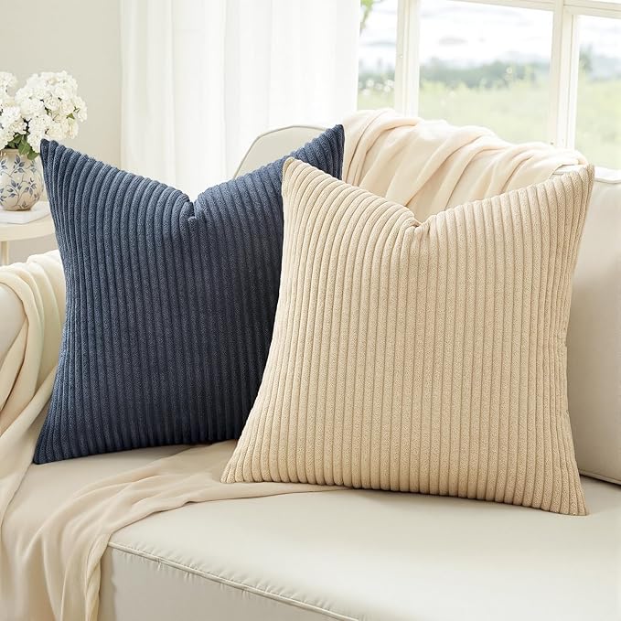 Topfinel Pack of 4 Decorative 22x22 Inch Velvet Pillow Covers Boho Couch Throw Pillows Blue and Yellow Farmhouse for Bed Accent Modern Pillowcase Sofa Livingroom Home Decor