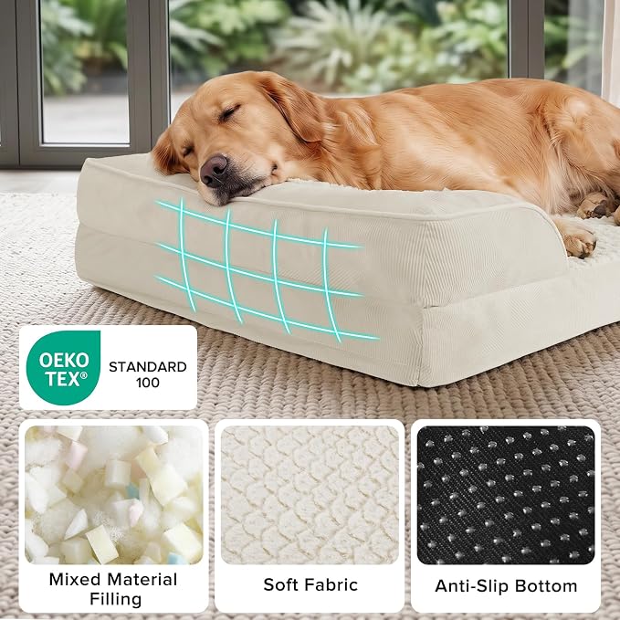 Orthopedic Extra Large Dog Bed, XXL Waterproof Dog Sofa, Egg-Crate Foam Couch with Washable Removable Cover, Waterproof Lining and Nonskid Bottom