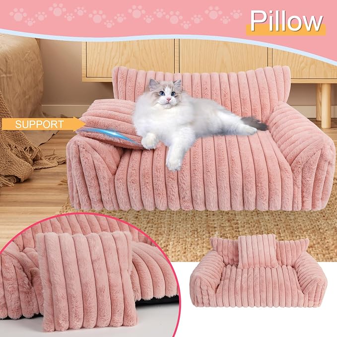 Dog Beds for Small Dogs,Cat Dog Couch Bed for Indoor Cats, Dog Sofa,M,Pink | Dog Couch Bed with Removable Washable Cover,Cute Fluffy Pet Sofa Cat Couch Bed,Washable Dog Bed Medium Large Size Dog