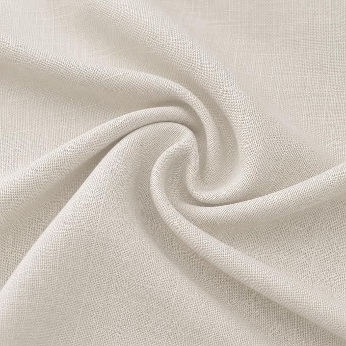 Meekio Set of 2 Ivory Throw Pillow Covers 16x16, Modern Farmhouse Linen Blend Decorative Pillow Covers for Couch Sofa Bed, Neutral Home Decor