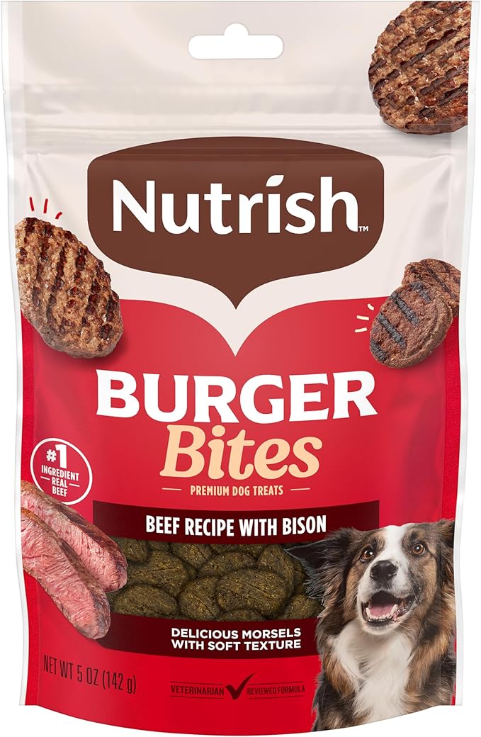 Nutrish Burger Bites Dog Treats, Beef Recipe, 5 oz. Pouch (Rachael Ray)