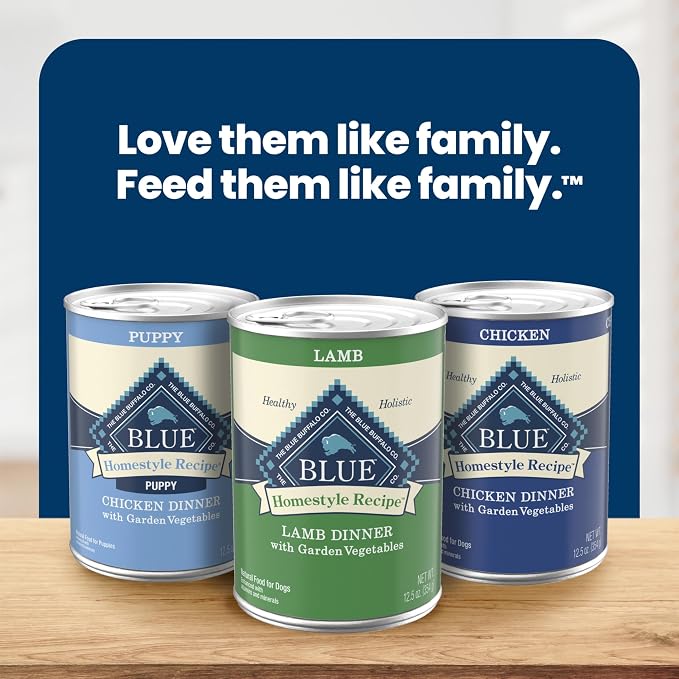 Blue Buffalo Homestyle Recipe Lamb Adult Wet Dog Food, 12.5 oz, 3 ct | Lamb Dinner with Garden Vegetables, No Chicken By-Product, Corn, Wheat, or Soy