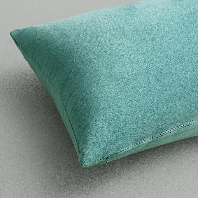 MIULEE Velvet Throw Pillow Covers 16x16 Inch Pack of 2 Aqua Green | Soft Solid Small Decorative Pillow Covers, Modern Luxury Home Decor, for Couch Chair Sofa Bedroom Livingroom Car