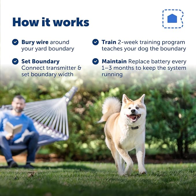 PetSafe Stubborn Dog In-Ground Fence with Extra 9V Battery, Up to 1/3 Acre | Includes 500 Ft Wire, Extra 9V Battery, Expandable to 25 Acres, Tone, Vibration, 4 Static Levels, Dogs 8 lb+, Neck 6-28 in