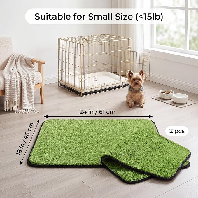 Reusable Dog Puppy Pads, Soft Washable Pee Pads Leakproof 18 x 24 in 2 Pack | Non-slip backing, Efficient Absorbent Multi-use Pad for Crates, Floors, Car Seats, Puppy Training and Incontinence
