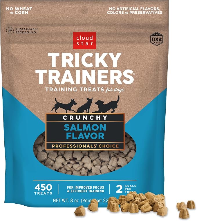 Cloud Star Tricky Trainers Crunchy Dog Treats, Salmon, 8 oz. Pouch