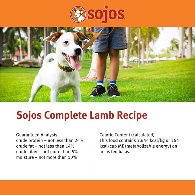 Sojos Complete Freeze Dried Raw Adult Dry Dog Food, Grain Free, Natural, Lamb Recipe, 7 lb Bag