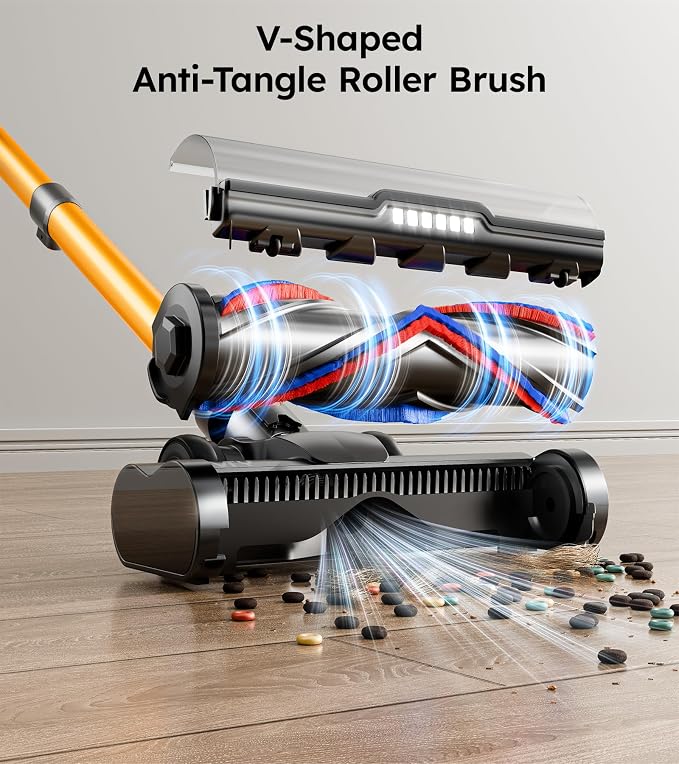 Cordless Vacuum Cleaner, 650W/60Kpa/70 Mins Cordless Stick Vacuum, Self-Standing Wireless Vacuum with LED Displsy, 1.8L Dust Cup, Anti-Tangle Vacuum Cordless, Vacuum Cleaners for Home/Pet Hair/Carpet