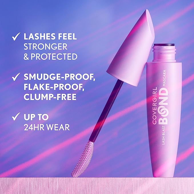 COVERGIRL Lash Blast Bond Volume Mascara - 805 - Black, Bonding Complex to Condition & Nourish Lashes, Smudge-Proof, Clump-Free, Volumizing, Vegan Formula