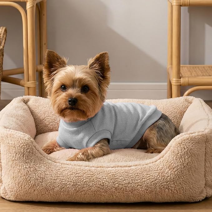 1 Pack Dog Shirt for Small Supplies Functional Waffle Dog Clothes Warm Soft Sweatshirt Outfit for Dogs Cats Pet Apparel