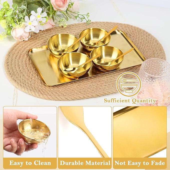 9 Pcs Gold Facial Supplies Large Gold Skincare Tray 4 Stainless Steel Facial Mask Mixing Bowls 4 Esthetician Mixing Spoons Spa Tray Esthetician Bowls for Mask Body Care Bathroom