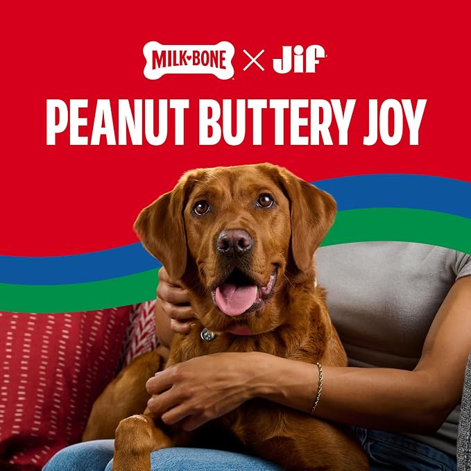 Milk-Bone Soft & Chewy Peanut Buttery Cups, 11.8 Oz. Bag | Filled soft dog treats with Jif peanut butter & real bacon