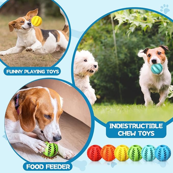 12 Pcs Dog Treat Toy Balls Bulk Interactive Dog Puzzle Toys Dispensing Puppy Balls for Teething Chew Enrichment for Boredom and Brain Stimulating Game to Keep Them Busy(Large)