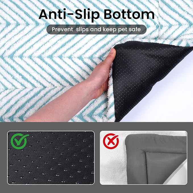 Mora Pets Dog Crate Pad Washable Cat Dog Bed for Crate Flat Pet Kennel Mat | Soft Dog Cat Bed Mat, Puppy Crate Pad for Dog Cages Cozy Sleeping Liner, Cute Pet Pillow Cushion Anti Slip Small Blue 24 x 18