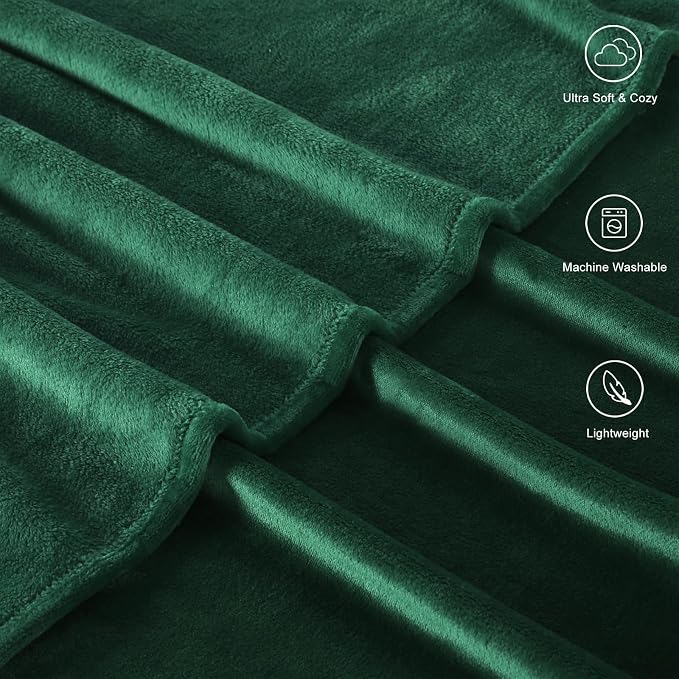 TASTHROW DarkGreen Throw Blanket 60x80 Inches | Soft Plush Cozy Fleece Flannel Throw Blanket, Lightweight Warm Throws for Bed, Couch, Bedroom and Living Room, All Seasons