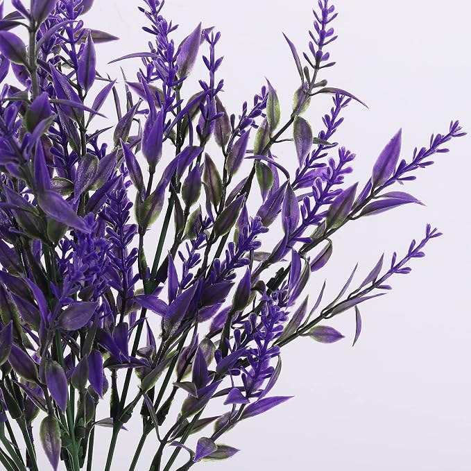 RECUTMS Artificial Fake Outdoor Plants Flowers for Spring Decoration Purple | 36 Bundle Faux Plastic Plants Outdoor Flower UV Resistant Realistic Bushes for Home Outside Planter Window Porch Patio Garden