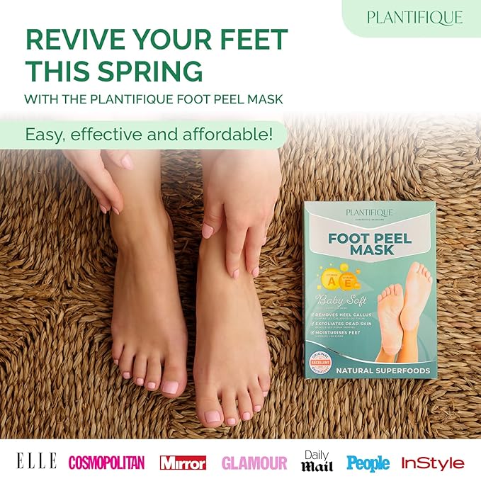 PLANTIFIQUE Foot Peeling Mask - Peeling Foot Mask Dermatologically Tested Repairs Heels & Removes Dry Dead Skin for Baby Soft Feet (Jasmine, 1 Count (Pack of 1))
