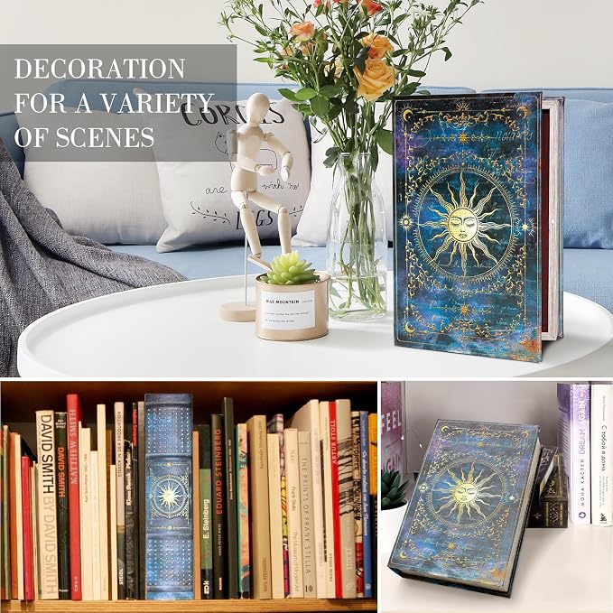 Celestial Sun Tarot Card Box – Vintage Magic Book Style Storage | With Magnetic Closure, Witchy Keepsake for Crystals, Jewelry & Divination Tools, Gothic Altar Decor, Bohemian Home
