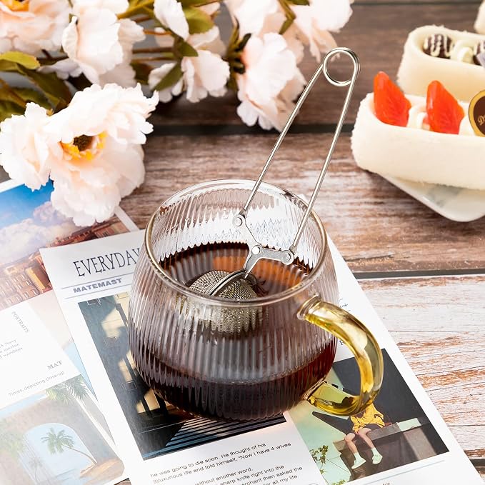 Yinder Loose Leaf Tea Infuser Stainless Steel Mesh Snap Tea Ball Strainers with Handle Metal(Silver)