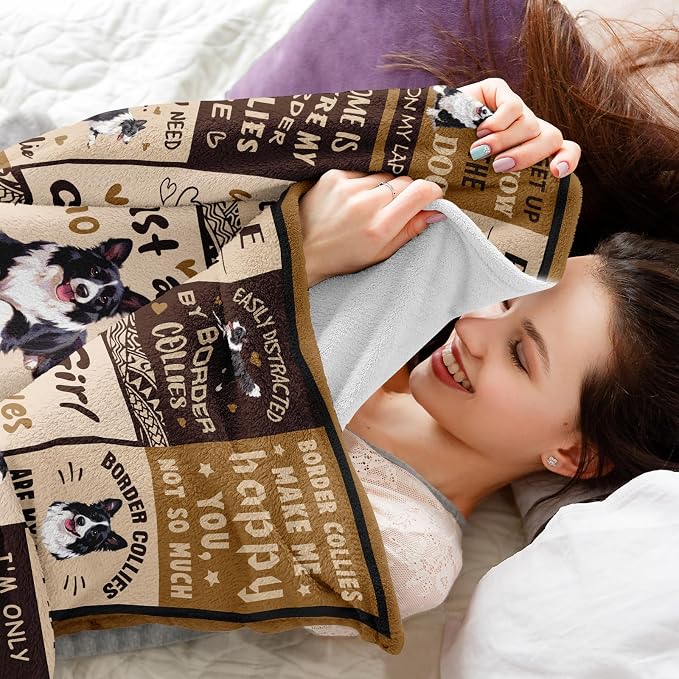 Border Collie Gifts for Women/Border Collie Lovers Blanket 50"x60" | Gifts for Border Collie Lovers/Owner for Birthday/Christmas Soft Fuzzy Fleece Throw Blanket for Bedroom, Home, Travel 50"x60"