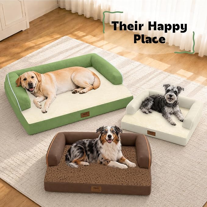 XXL Orthopedic Waterproof Dog Bed with Bolster for Extra Large Dogs | Pillow Support for Neck Relief, Egg Crate Foam, Waterproof Liner, Anti-Slip Bottom, Removable Bolster Cover, 45 x 35 Inch