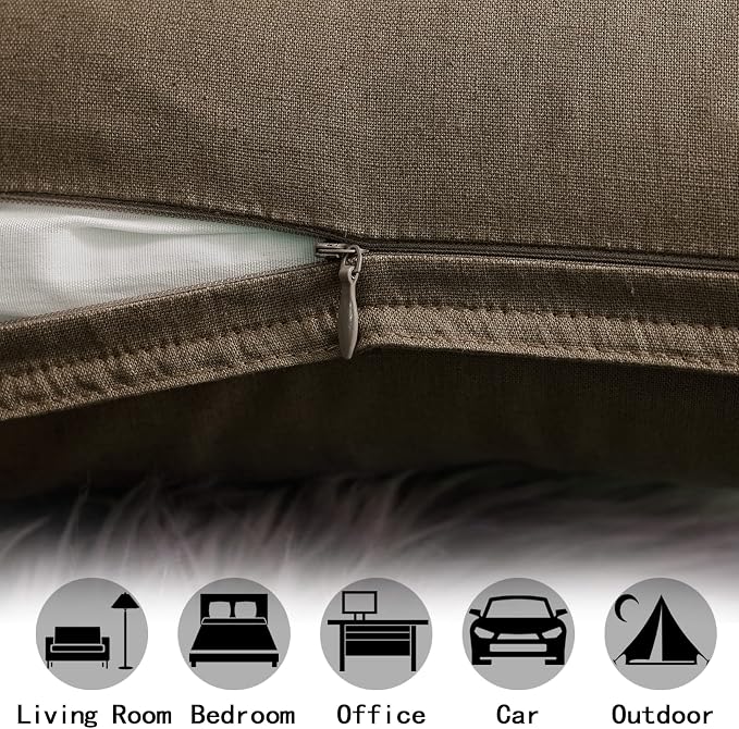 Jeanerlor Decorative Cotton Linen Couch 26"x26" Throw Pillow Case for Sofa Durable Classy, Comfortable Cushion Cover (65 x 65cm), Khaki