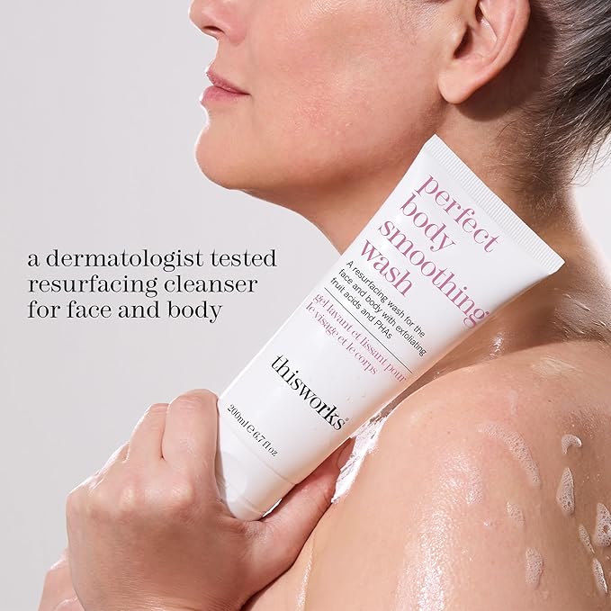 THISWORKS Perfect Smoothing Face & Body Wash, Exfoliating Resurfacing Cleanser, 6.7 Ounce (200ml)
