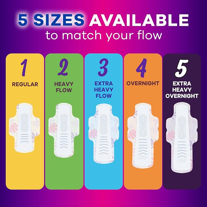 Always Radiant Feminine Pads for Women, Flexfoam Pads with Wings, Size 4, Overnight Absorbency, Lightly Scented, 60 Count (Pack of 2)