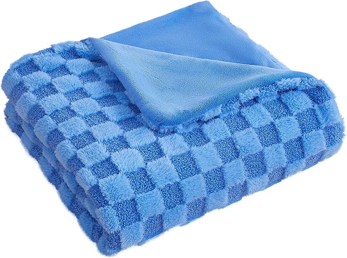 Luxury 3D Checkered Throw Blanket Reversible Thick Warm Blankets for Couch | Soft Velvet Flannel Fuzzy Plush Gift for Women
