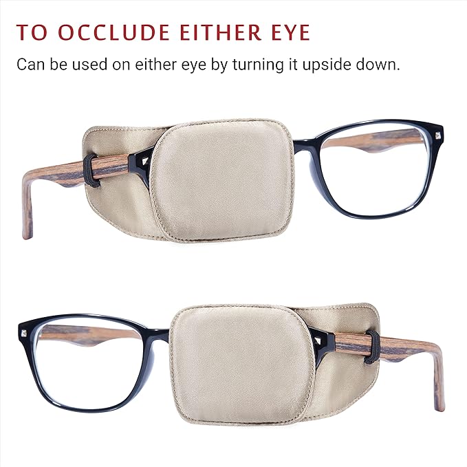 Astropic Silk Eye Patch for Adults Kids Glasses to Cover Either Eye (Medium, Khaki)