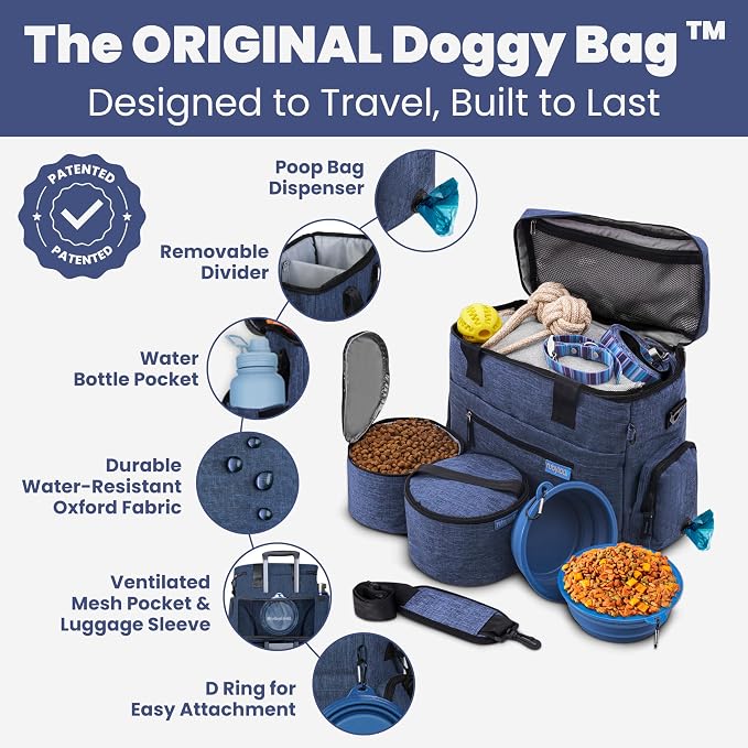 Rubyloo Original Doggy Bag™ Dog Travel Bag for Supplies with Travel Bowls