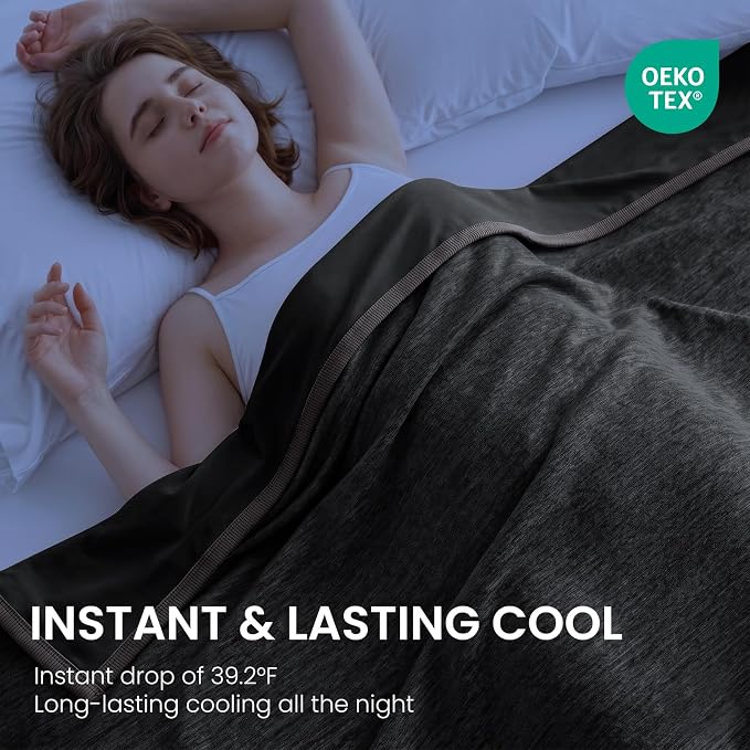 Cooling Blanket Queen Size 90"x90" for Hot Sleepers Summer Blanket | Absorbs Heat Cold Summer Blanket for Night Sweats & Menopause Q-Max>0.5 Lightweight Breathable Soft Double-Side Cooling