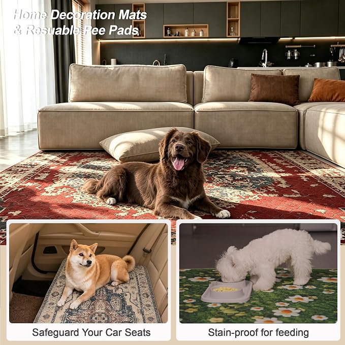 Washable Pee Pads for Dogs, Reusable Puppy Potty Training Pads, Ultra-Absorbent Thick Waterproof Leak-Proof Non-Slip Pads & Mat for Crate, Playpen, Floor, Whelping & Housebreaking , 2 Pack 36"x36"