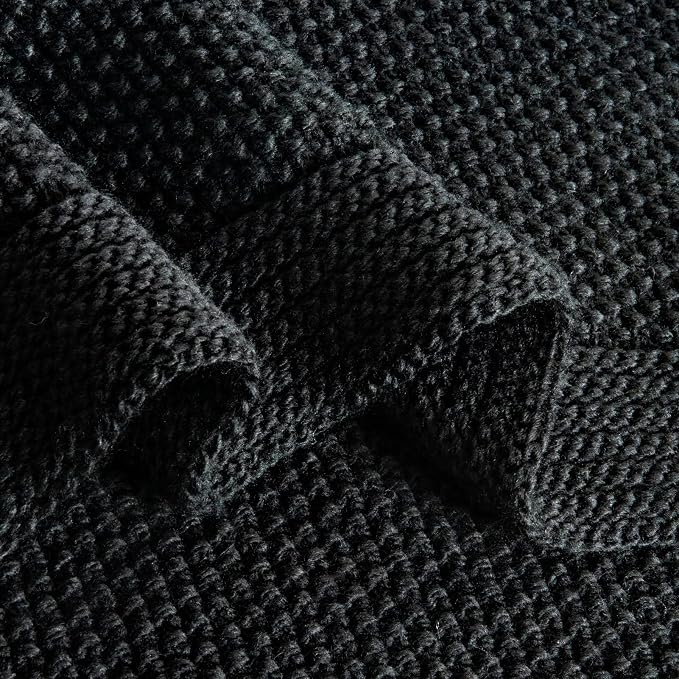 CozeCube Jet Black Seed Stitch Throw Blanket 60"x80", Farmhouse Decor | Blanket for Couch, Soft Cozy Cable Knit Throw for Bed Sofa Living Room, Lightweight Warm Decorative Christmas Blanket