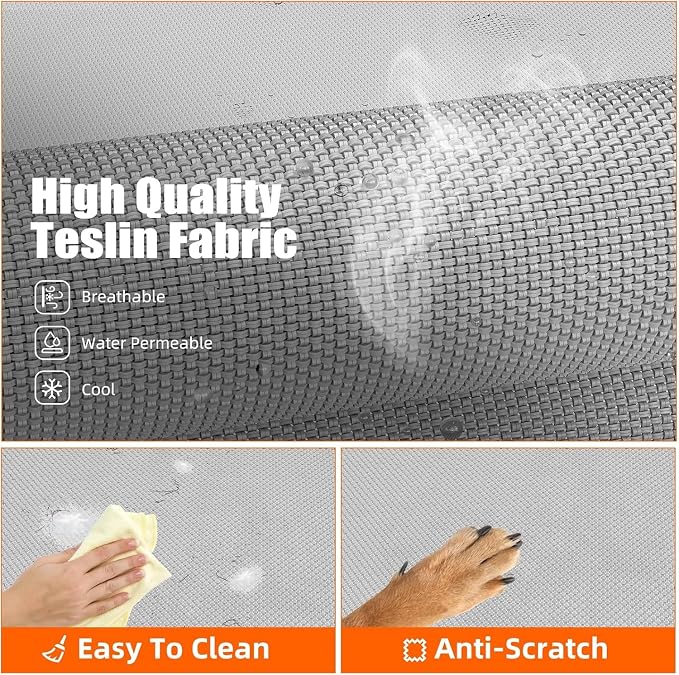Simple Trending Raised Dog Bed for Large Dogs, Outdoor Elevated Dog Cot | Washable Breathable Mesh, Waterproof Cooling Pet Bed, Portable Pet Cots, Anti-Slip Feet, Easy to Clean, 42" x 31", Grey