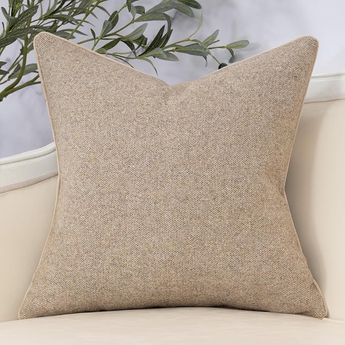 Neutral Floral Pillow Cover 24 x 24 Inches, Vintage Chenille Square Throw Pillow Cover Soft Decorative Farmhouse Accent Couch Pillow Cover for Living Room Bedroom, Green