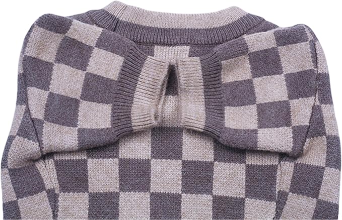 Dog Sweater for Small Dogs, Designer Dog Clothes, Luxury Damier, Soft Knit | Designer dog clothes for small dogs with soft knit comfort, luxury styling and easy pullover fit for Yorkies in cold weather.