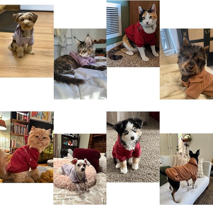 TAPBULL Dog Dresses, Fashionable Pet Dog Sweatshirt Clothes in Light Colors, Cute Cat Birthday Dress Outfit (Pink/Purple/Coffee 3-Pack), Large