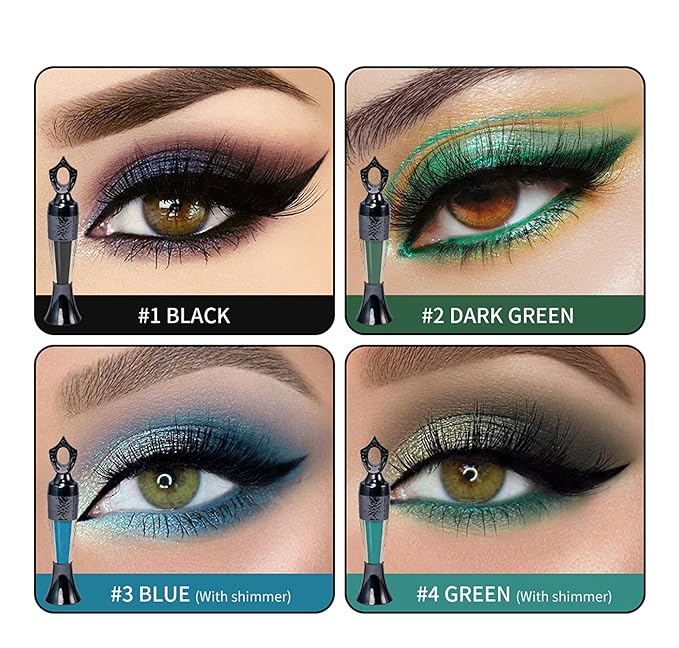 Powder Eyeliner, Multi-Use Eyeliner Powder Long-Wearing & Smudge-Proof Intense Color Easy To Apply, Gentle & Skin-Friendly Formula, Smoothly Outlines The Eye-Liner For Women, #02 Dark Green