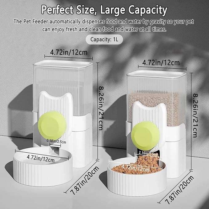 kathson Rabbit Feeder for Cage,Bunny Water Bottle,Pet Food Dispenser,Green | Gravity Automatic Guinea Pig Feeder Waterer Set,Hanging Small Pet Food Bowl Feeding Station for Ferret Chinchilla Cat Puppy