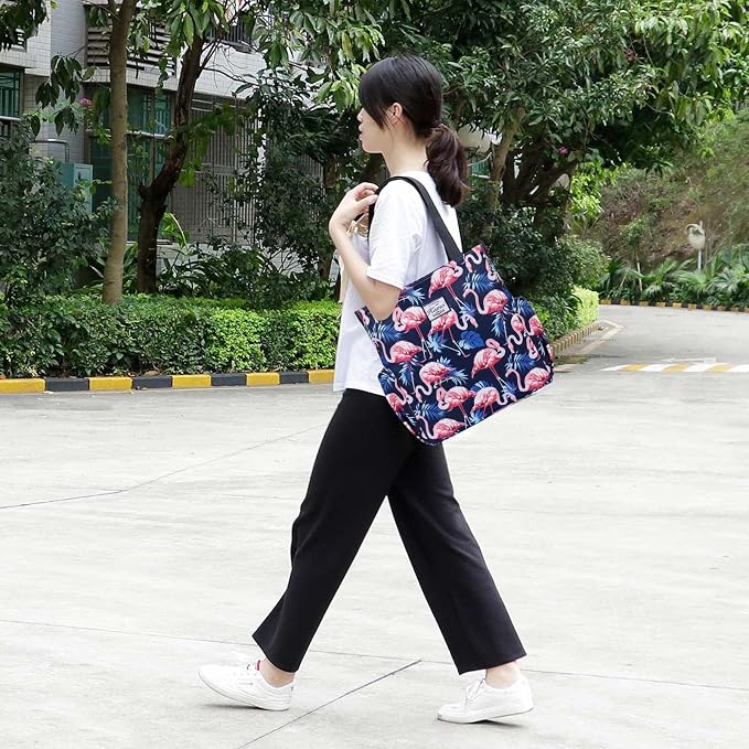 KAMO Floral Tote Bag - Waterproof Lightweight Handbags Travel Shoulder Bag for Hiking Yoga Gym Swimming Travel Beach
