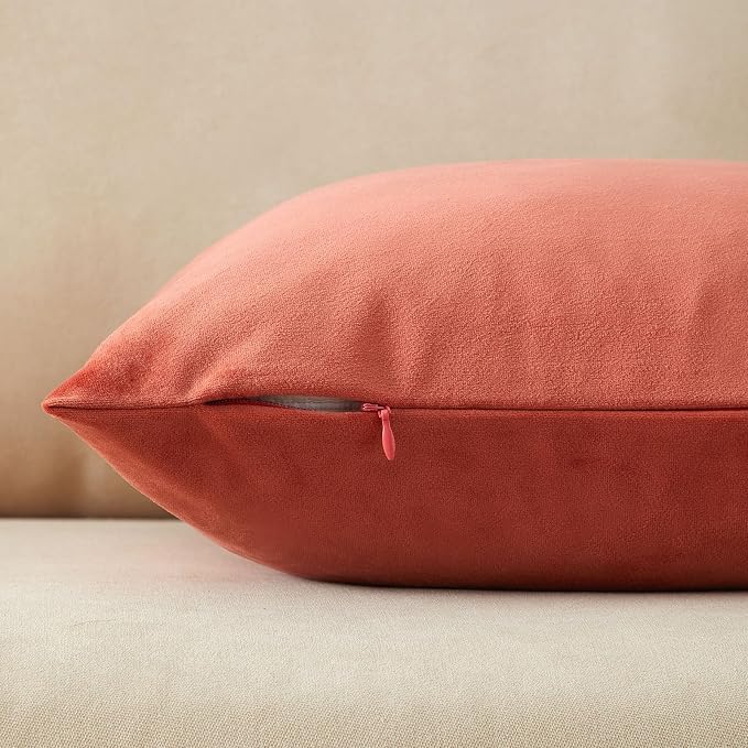 28x28 Pillow Covers Decorative Velvet Throw Pillow Covers Set of 2,Apricot | JUSPURBET Luxury Euro Cushion Covers with Invisible Zipper for Modern Couch Sofa Bed Living Room Bedroom Home Decor