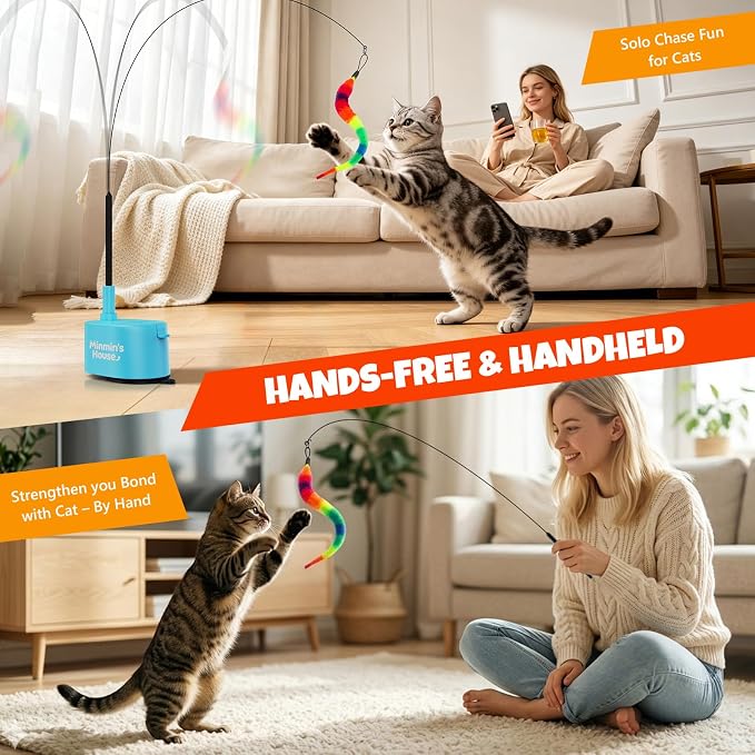 Interactive Cat Toys For Indoor Cats, 360° Flying Automatic Cat Toy, Blue