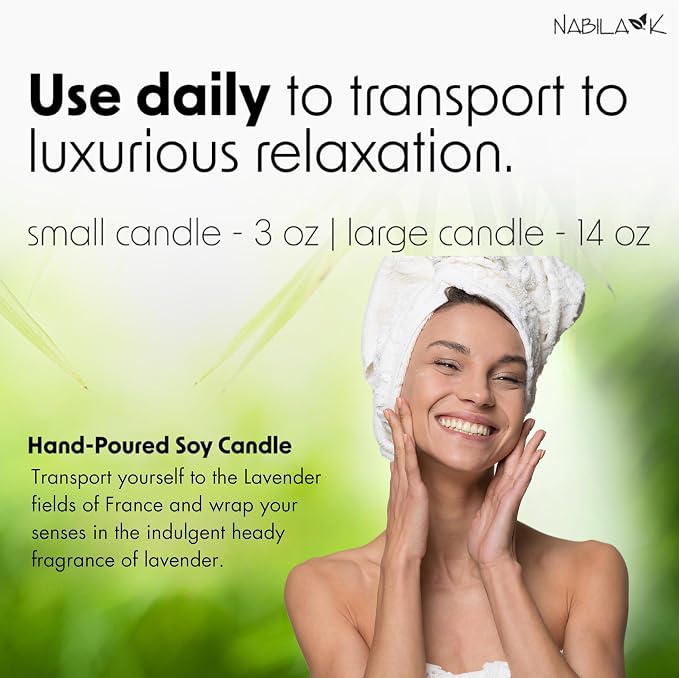 Nabila K – Heart de Provence - Soy-Based Candle – French Lavender - Hand-Poured - Cotton Wick - Aromatherapy Candle w/Essential Oils - Made in USA - 14 oz