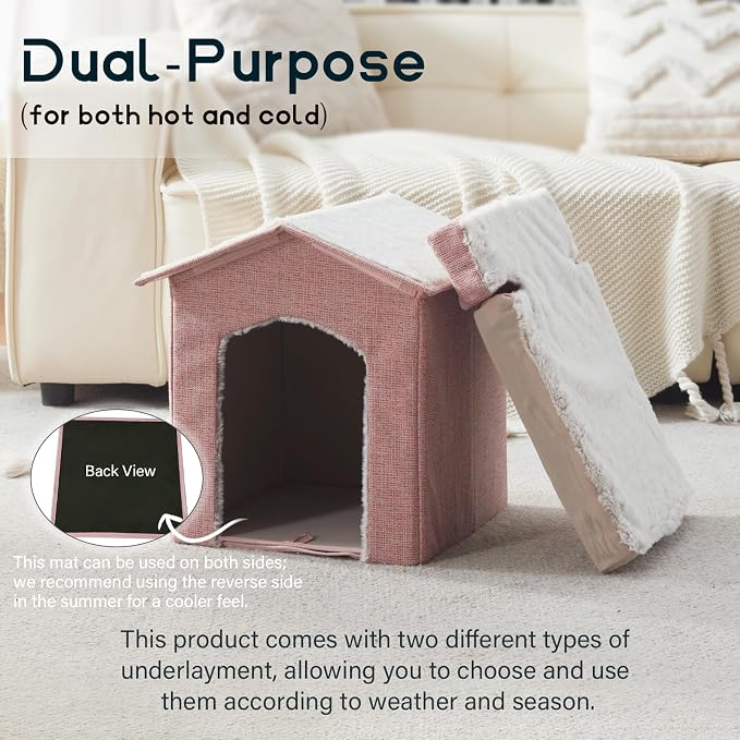 Cat Beds for Indoor Cats,Cat Houses,Cat Cave with Orthopedic Cushion,Foldable Cat Condos,Hideaway,Shelter,Pink Cat Tent for Small Dogs and Rabbit,Squirrel