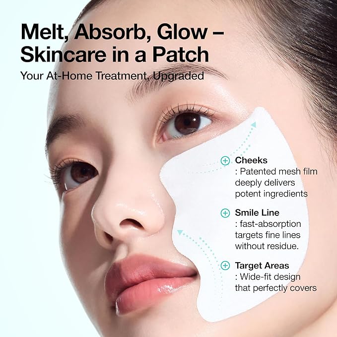 Anua Salmon DNA PDRN Collagen Melting Patch for Glass skin, Smile Line Patches, Wrinkle Patches, Melting Thin Collagen Patch, Firming for Fine Lines, Glow, Hydrating, Korean Skincare, 2 Pairs x 4EA