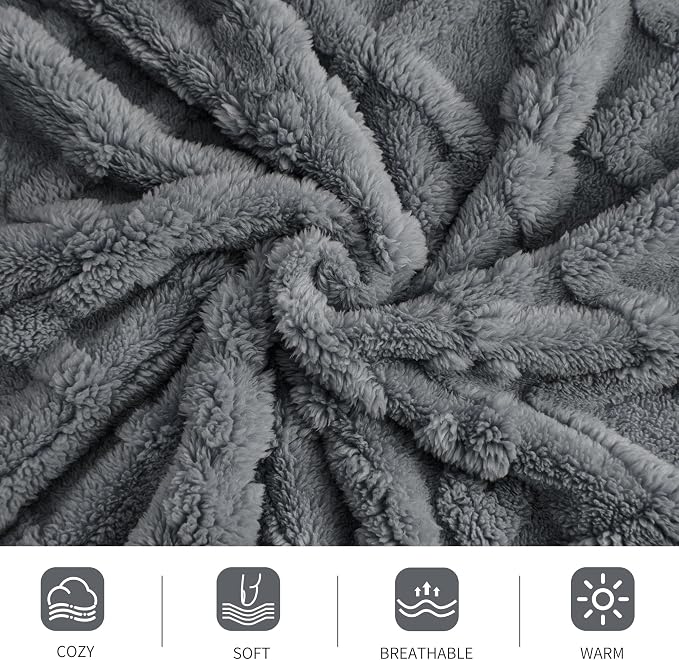 Aganear Fleece Throw Blanket for Bed Couch 90"x108" Grey | Lightweight Fuzzy Throw,Warm Gift for Women,Christmas,Housewarming,Soft,Boho Design for Room Home Decor,All-Season Use
