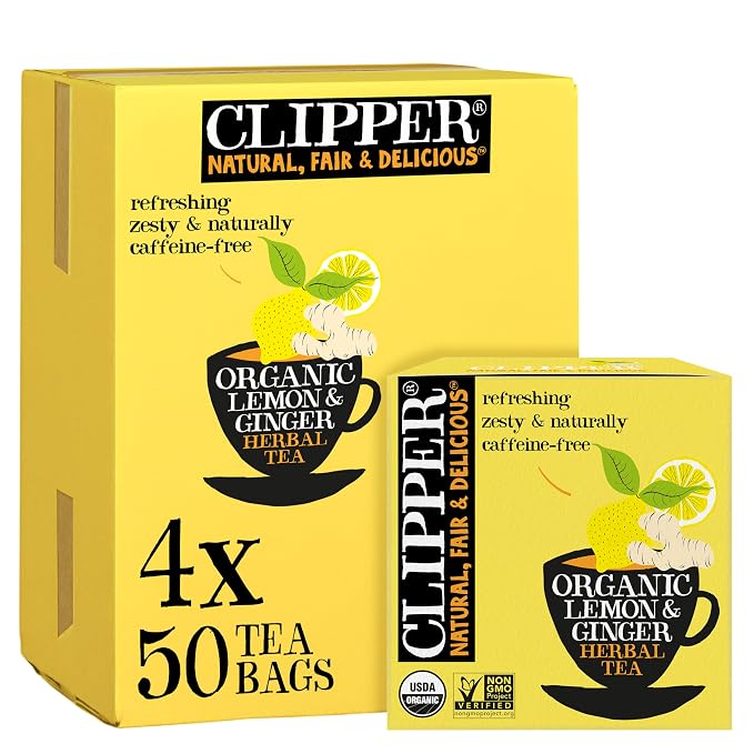 Clipper Organic Lemon & Ginger Herbal Tea, Caffeine Free, 200